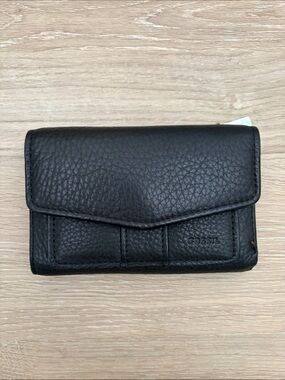 Fossil Black Textured Leather Fold Wallet